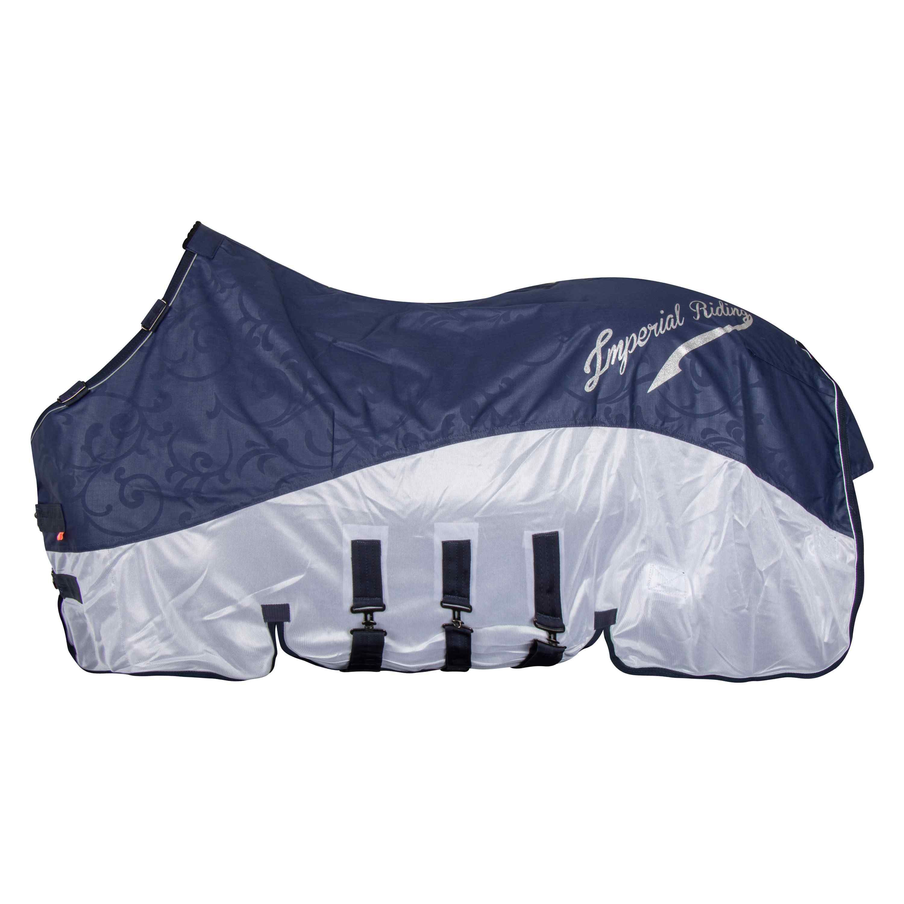 Imperial Riding | Set - Regen- & Fliegendecke Super Dry + Equipaso Mikrofasertuch Navy | 175