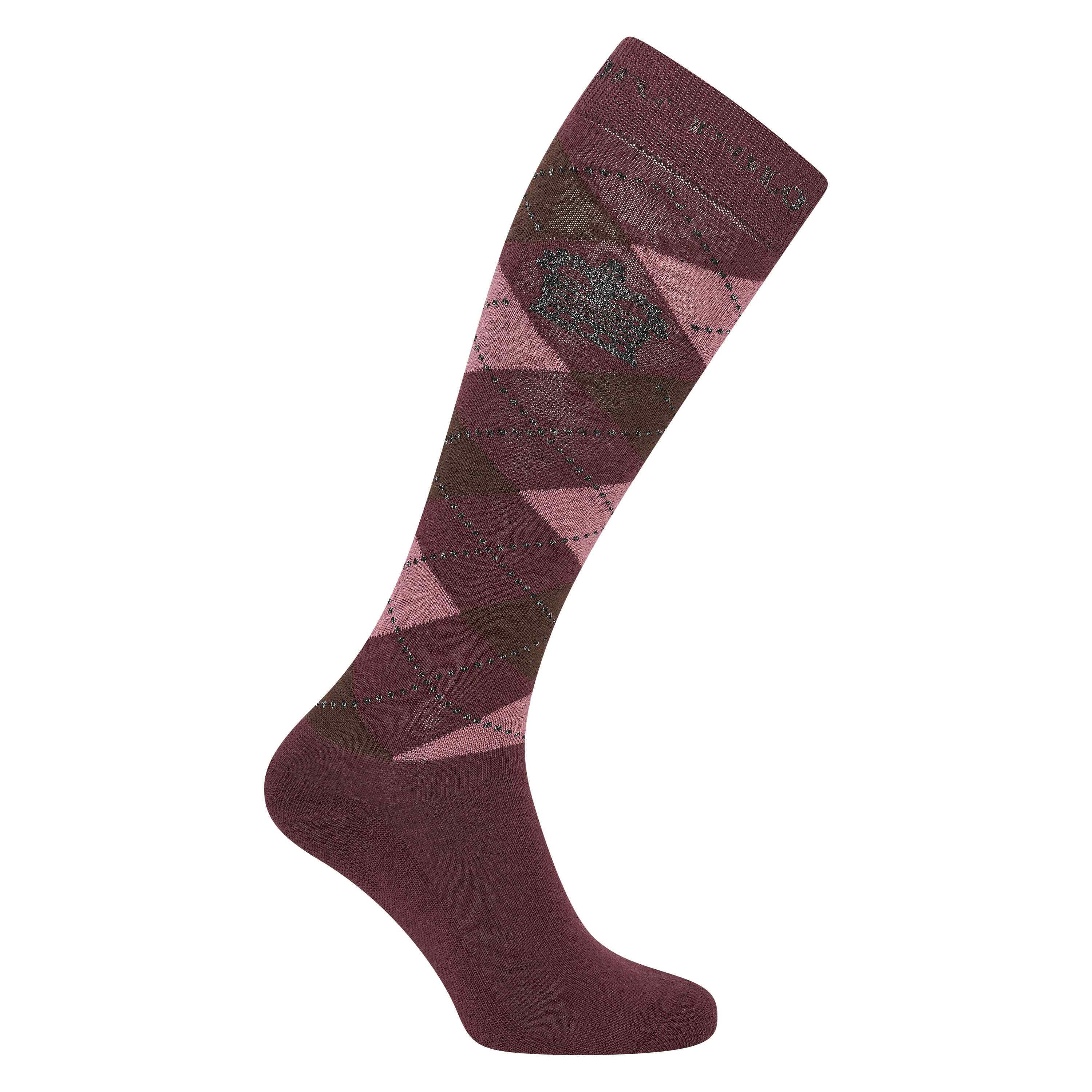 HVP | Reitsocken Argyle | Kontrastmuster Dark Berry - Mocca | 39/42