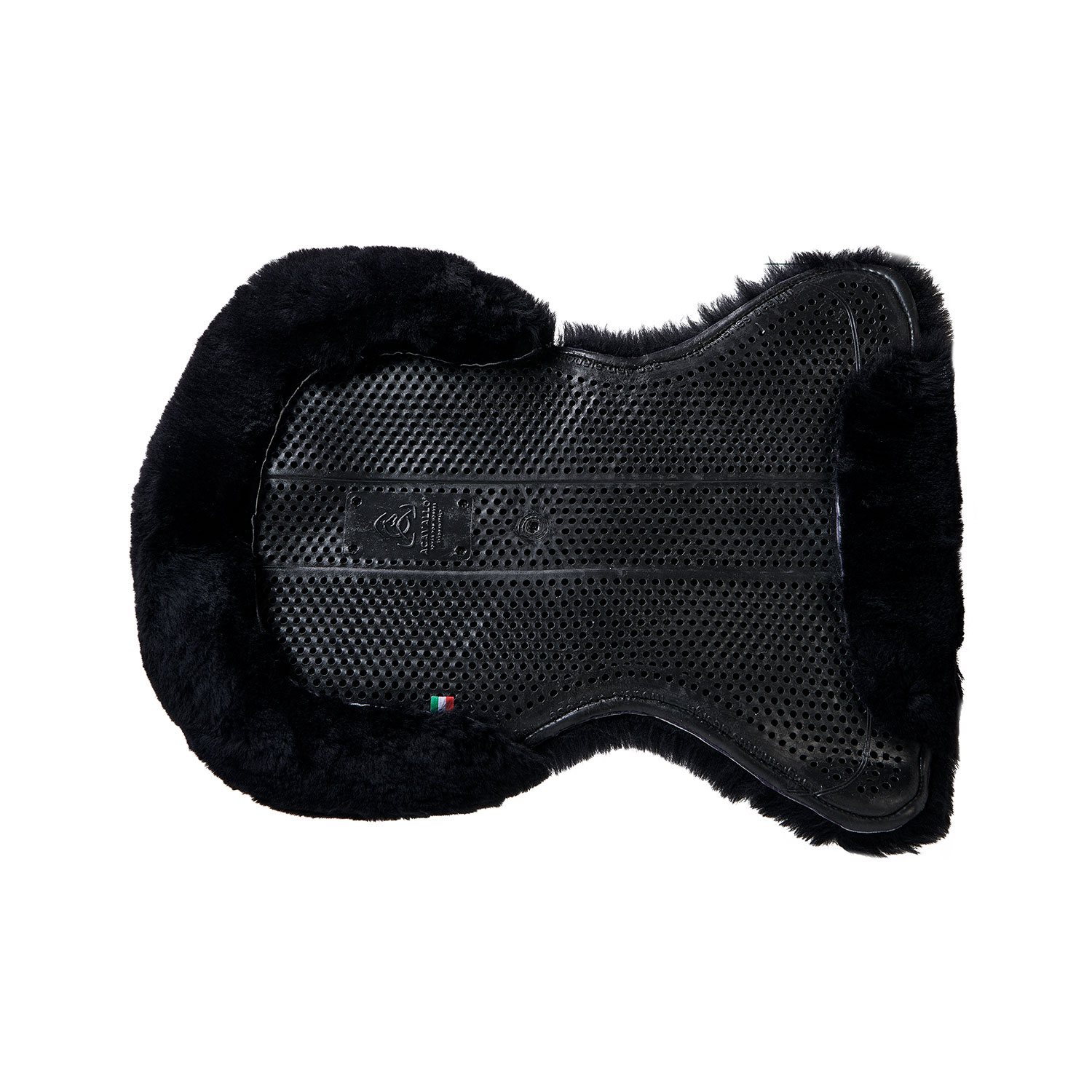 Acavallo | Gel Pad Engkontakt mit Schaffell Schwarz | Gel Pad Schwarz | XL