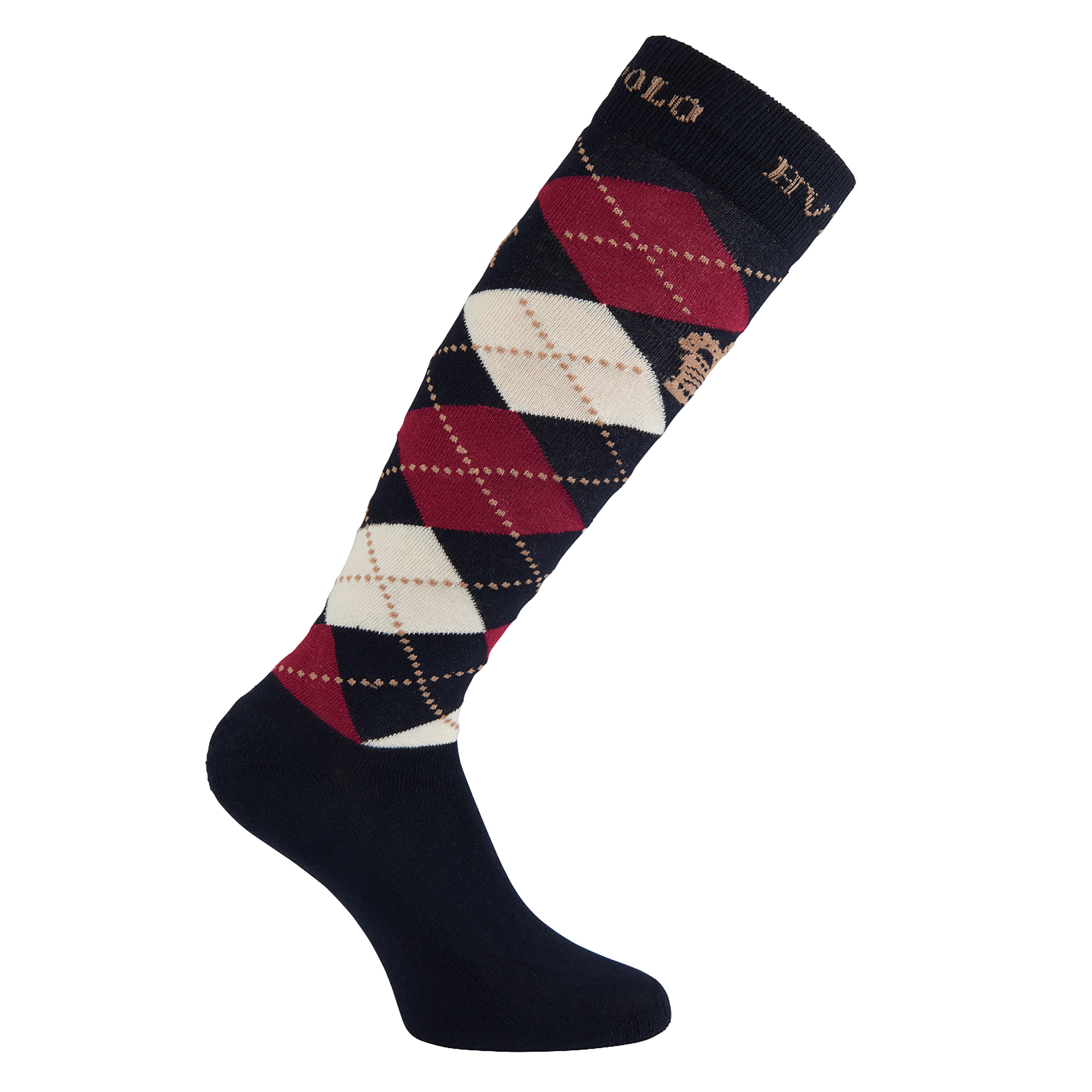 HVP | Reitsocken Argyle | Kontrastmuster Navy - Roja - Sand | 39/42